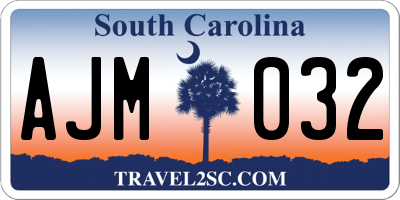 SC license plate AJM032