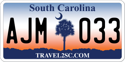 SC license plate AJM033