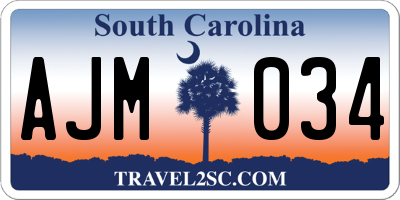 SC license plate AJM034