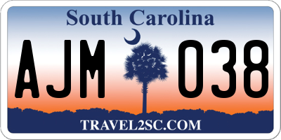 SC license plate AJM038