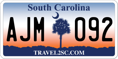 SC license plate AJM092