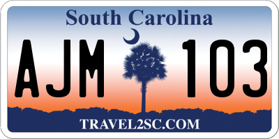 SC license plate AJM103