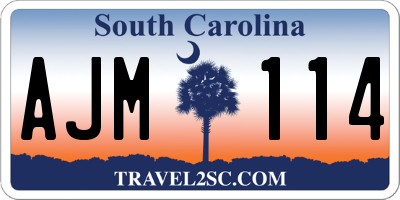 SC license plate AJM114