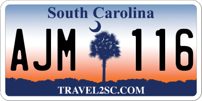 SC license plate AJM116