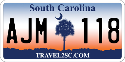 SC license plate AJM118