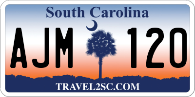 SC license plate AJM120