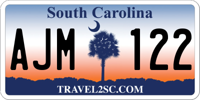 SC license plate AJM122
