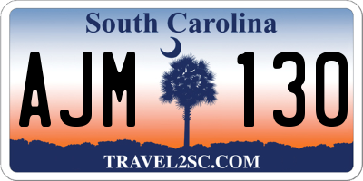 SC license plate AJM130