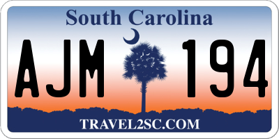SC license plate AJM194
