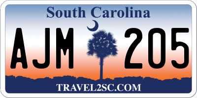SC license plate AJM205