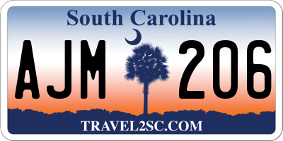 SC license plate AJM206