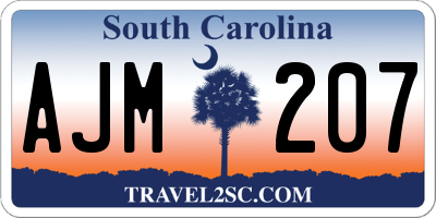 SC license plate AJM207