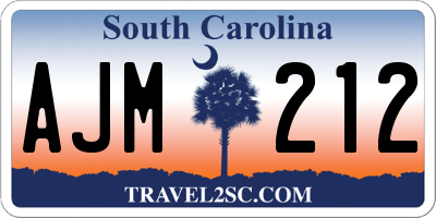 SC license plate AJM212