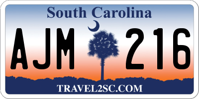 SC license plate AJM216