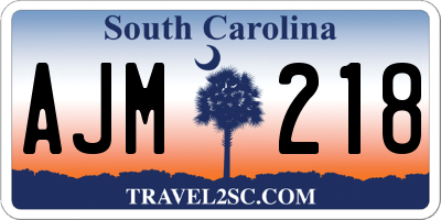 SC license plate AJM218