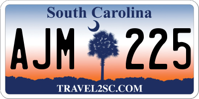 SC license plate AJM225
