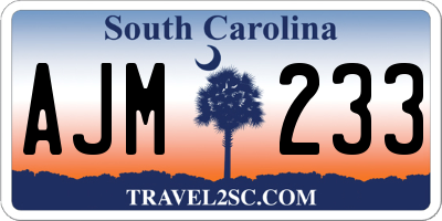 SC license plate AJM233
