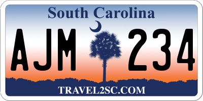 SC license plate AJM234