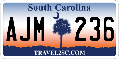 SC license plate AJM236