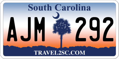 SC license plate AJM292