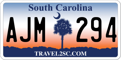 SC license plate AJM294