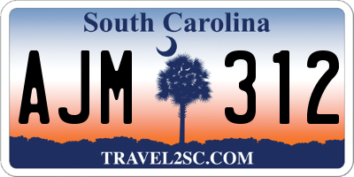SC license plate AJM312