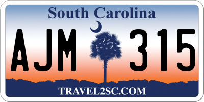 SC license plate AJM315
