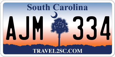 SC license plate AJM334