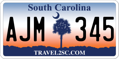 SC license plate AJM345