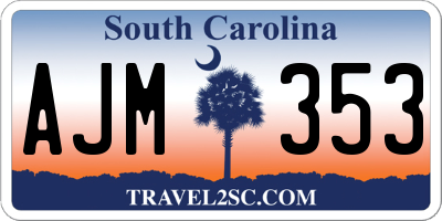 SC license plate AJM353