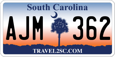 SC license plate AJM362
