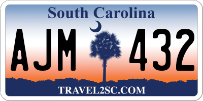 SC license plate AJM432