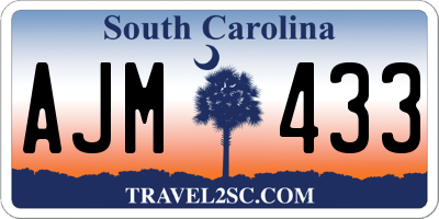 SC license plate AJM433
