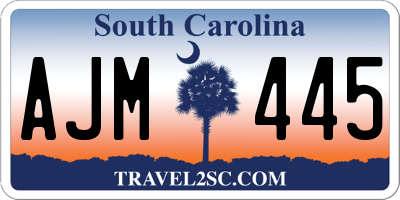SC license plate AJM445