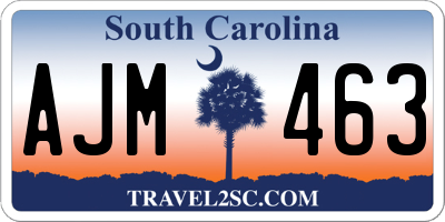 SC license plate AJM463