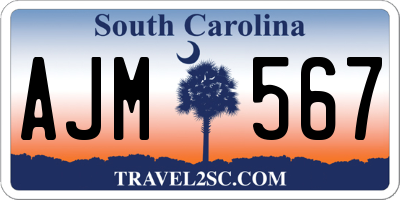 SC license plate AJM567