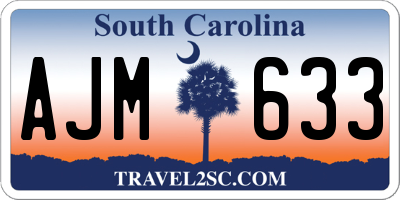 SC license plate AJM633