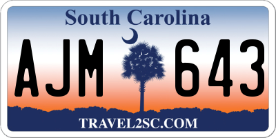 SC license plate AJM643