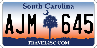SC license plate AJM645