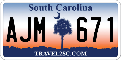 SC license plate AJM671
