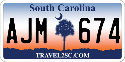 SC license plate AJM674
