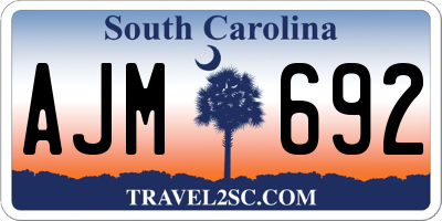 SC license plate AJM692