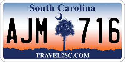 SC license plate AJM716