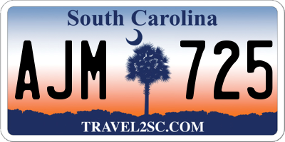 SC license plate AJM725