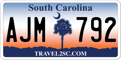 SC license plate AJM792