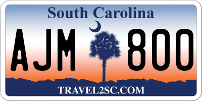 SC license plate AJM800