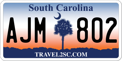 SC license plate AJM802