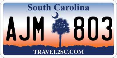 SC license plate AJM803