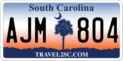SC license plate AJM804