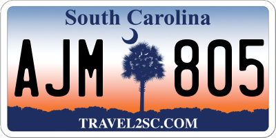 SC license plate AJM805